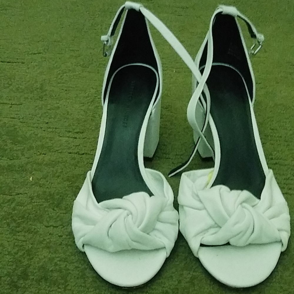 Rebecca Minkoff White Sandals Chunky Heel